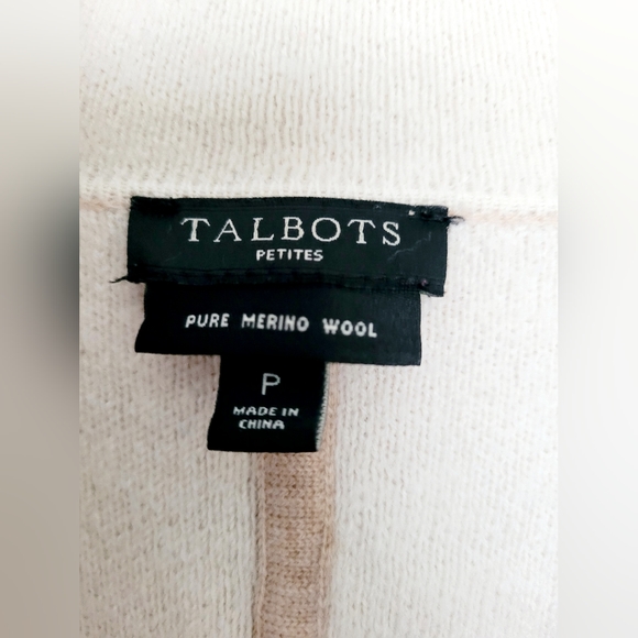 $189 Talbots Women's Pure Merino Wool Open Front Cardigan Tan/Cream XS - Picture 4 of 14